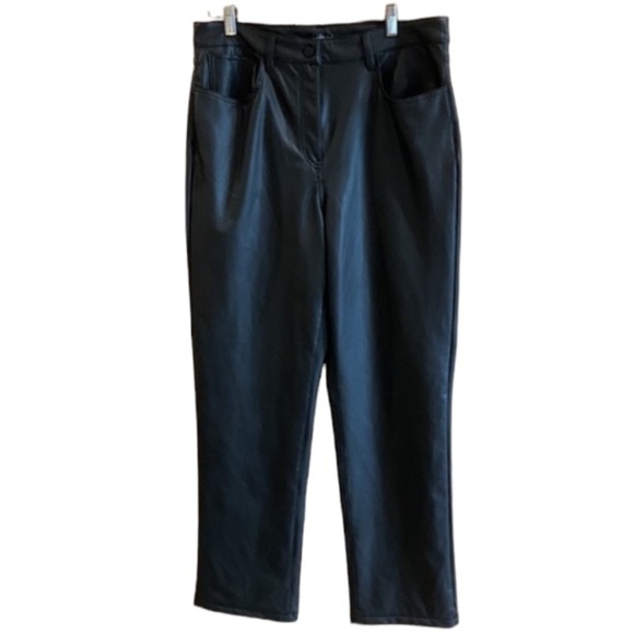Reitman’s High-Waisted Straight-Leg Faux Leather Pants Women 14 Tall - Picture 6 of 17